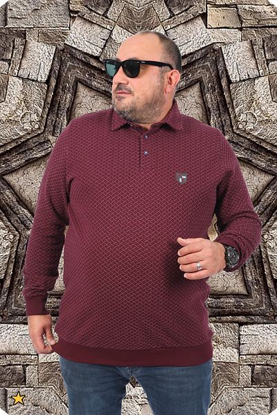 Starbattal Plus Size Polo Neck Sweat Impact Mc 22717-burgundy