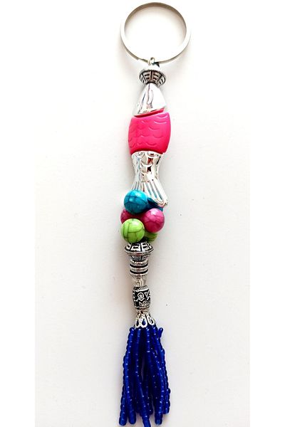 Mixperi Pink Fish Keychain with Sand Beads