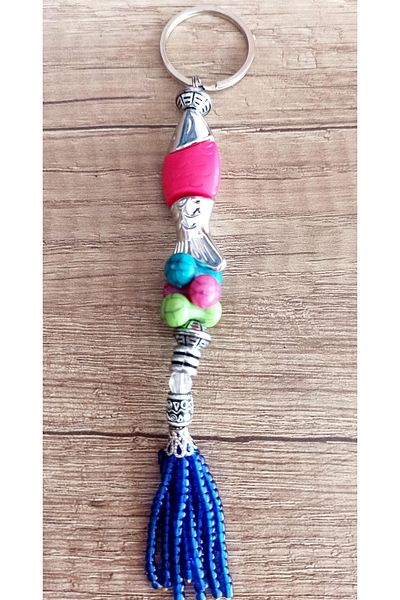 Mixperi Pink Fish Keychain with Sand Beads