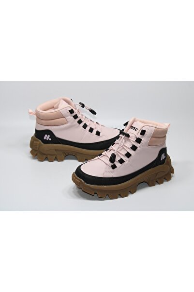 Minican Kaymaz Kalın Dişli Taban Lastik Bağcıklı Kolay Giyim Kısa Boy Trekking Spor Bot