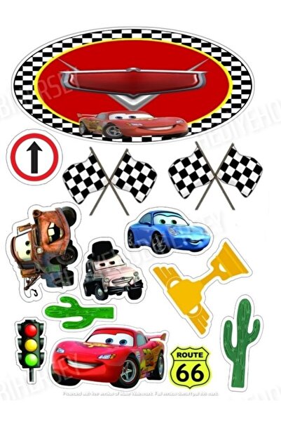 hediyehobihersey Cars Resimli Yenilebilir Pasta Üstü Şeker Kağıdı Baskısı, Ye...
