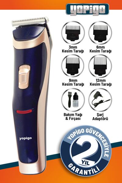 yopigo Yp-650 Şarjlı Tıraş Makinesi Saç Sakal Kesme Ense Vücut Kılı Çizim Laz...