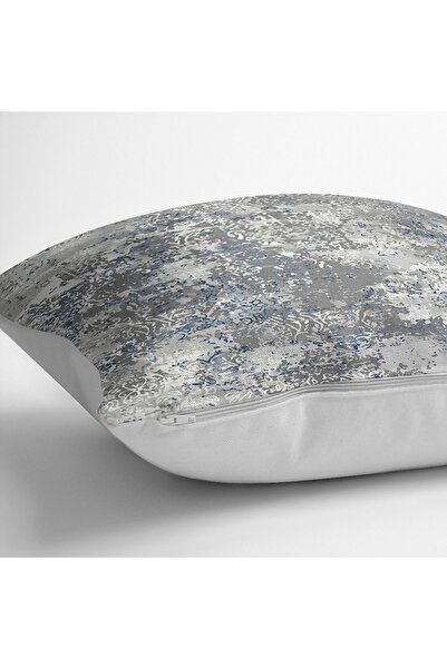 Realhomes Albastru - Husă de pernă imprimată digital cu model antic cu motive retro pe fundal alb