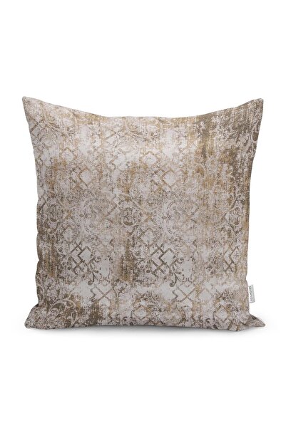 Realhomes Ekru - Krem Zeminde Örme Motifli Yöresel Desenli Dijital Baskılı Ya...