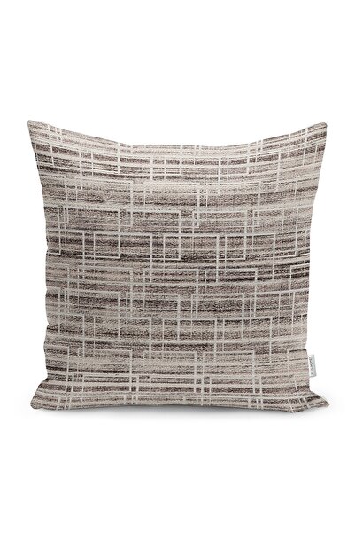 Realhomes Krem - Bej Zeminde Geometrik Motifli Eskitme Desenli Dijital Baskıl...