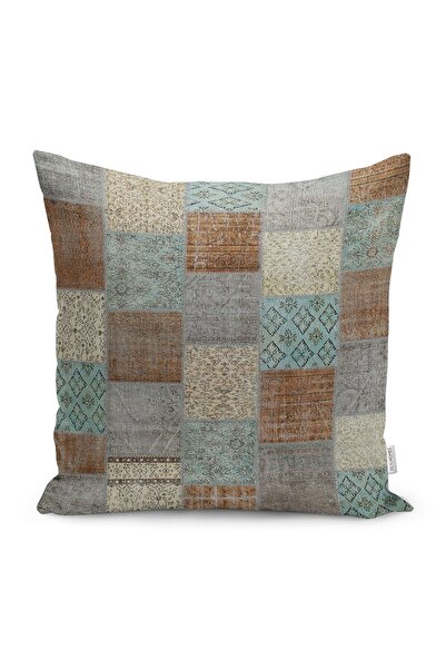 Realhomes Krem Zeminde Kırkyama Motifli Patchwork Desenli Dijital Baskılı Yas...