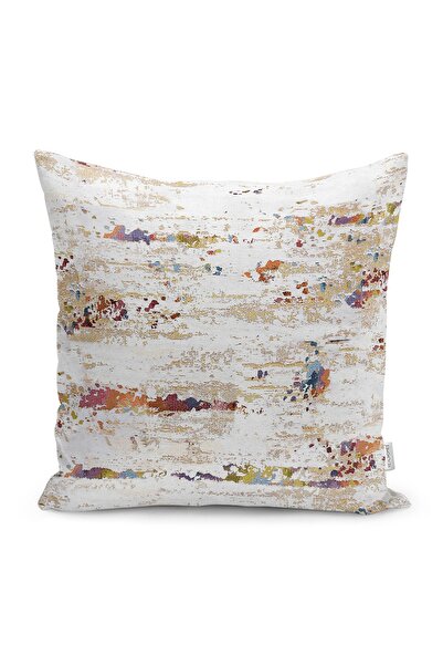Realhomes Krem Zeminde Örgü Motifli Eskitme Desenli Dijital Baskılı Yastık Kı...