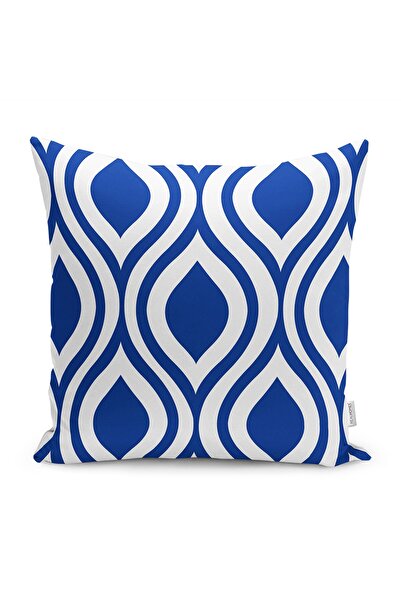 Realhomes Синя подушка з класичним візерунком і геометричним мотивом, цифрови...
