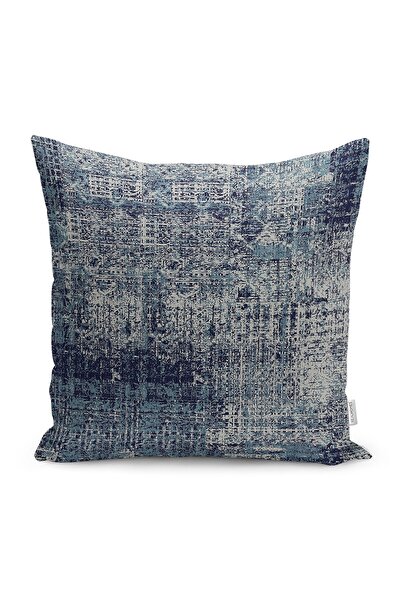 Realhomes غطاء وسادة مطبوع رقميًا بتصميم كليم محبوك على أرضية باللون الأزرق الداكن