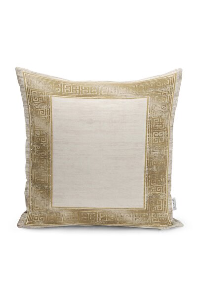 Realhomes Krem - Gold Zeminde Çerçeveli Motifli Altın Desenli Dijital Baskılı...