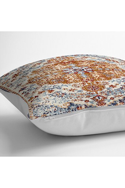 Realhomes Digital Printed Pillow and Cushion Cover with Rug Motif and Iranian Pattern on Red Background