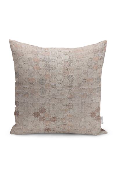 Realhomes Bej Zeminde Dokuma Halı Motifli Eskitme Desenli Dijital Baskılı Yas...