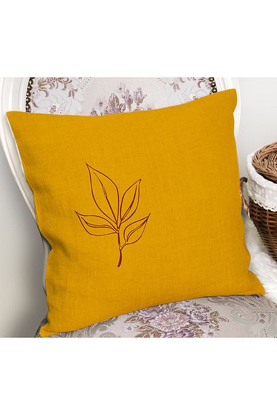 Realhomes Mustard Patterned Canvas Motif - Digital Printed Pillow and Cushion Cover