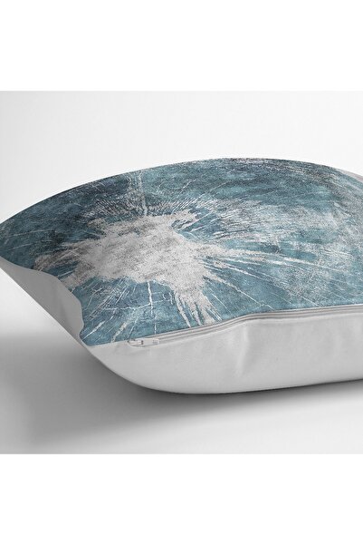 Realhomes Husă de pernă cu model retro, imprimată digitală, cu motiv antic pe fundal albastru - gri