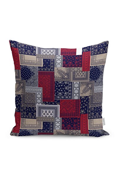Realhomes Mornarsko plava - crvena podna patchwork motivna prostirka sa digit...