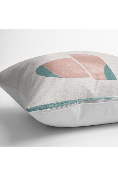 Realhomes Turquoise - Abstract Motif Painting Patterned Digital Printed Pillow Throw Pillow Cover on Kitten Background