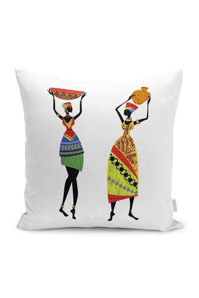 Realhomes غطاء وسادة مطبوع رقميًا للنساء الأفريقيات بتصميم تقليدي على خلفية ب...