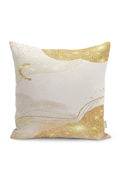 Realhomes Aur - Husă de pernă și pernă imprimată digital cu motiv pânză pe fundal crem