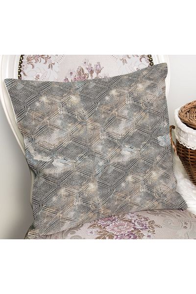 Realhomes Negru - Alb Motiv geometric cu model antic, imprimat digital, husă de pernă pe podea