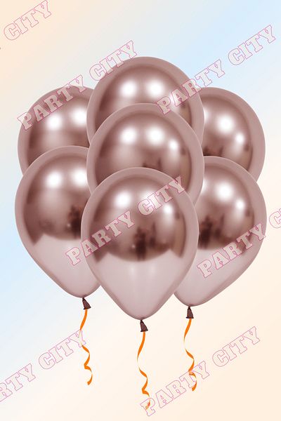 Party City 5 Pieces 12inch Chrome Rose Gold Balloon (EXTRA BRIGHT)