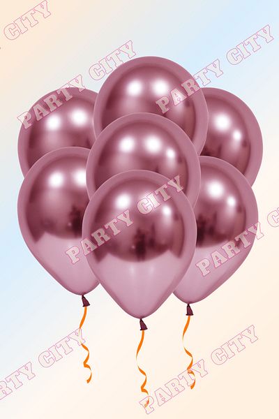 Party City 5 Pieces 12inch Chrome Pink Balloon (EXTRA BRIGHT)