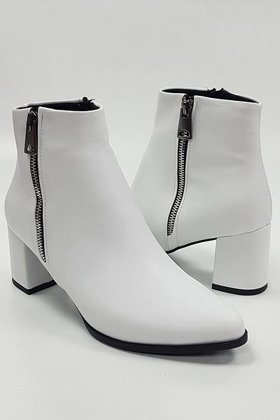SWELLA White Double Zipper Orthopedic Women's Boots