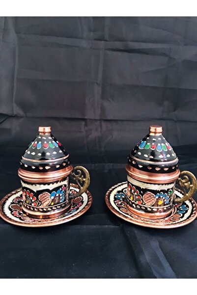 Zinnun طقم أكواب مطرزة بالنحاس مكون من 6 قطع