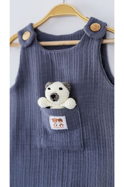 Las Vivas Kids Organic Cotton Muslin Jumpsuit, Animal Figured Baby and Children's Slippers, Birthday Outfit