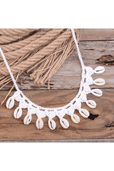 Major Butik Seashell Knitted Necklace Black