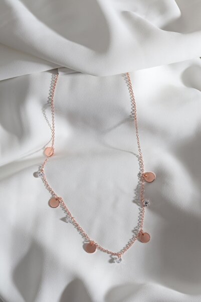 Süspüs Accessories Rose Chain Necklace with Sequin and Stone Detail