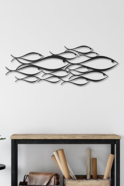 School Of Fish Metal Wall Decoration - Black