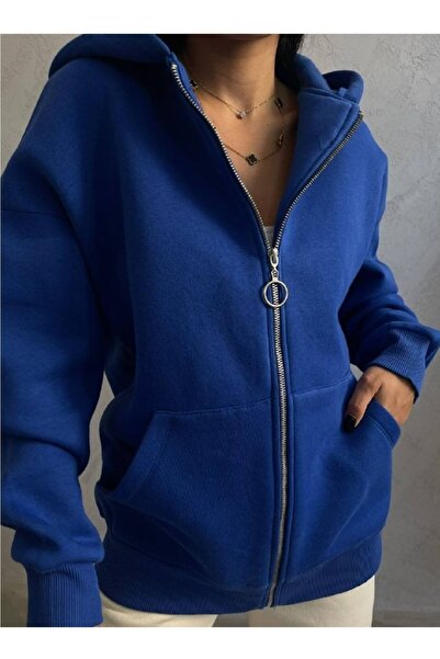 lovebox Hanorac de damă cu glugă, cu buzunare și fermoar, Saks Sweat 1284