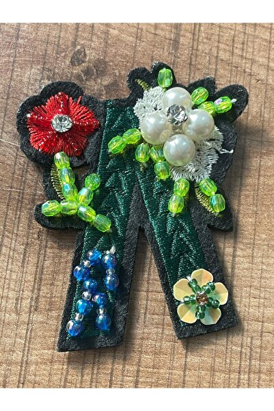 Gönülden Tasarım 7x5 cm vezene perle i šljokice, cvetna peglana aplikacija za...