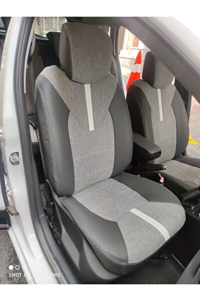 AKINCI Clio 4 Back Back 2+1 متوافق مع مزيج من الجلد الرمادي والكتان الرمادي و...