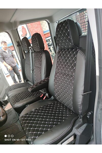 Akıncılar Ford Transit 6+1 2015 2022 Arası Uyumlu Çift Kabin Siyah Zemin Beyaz Nakışlı