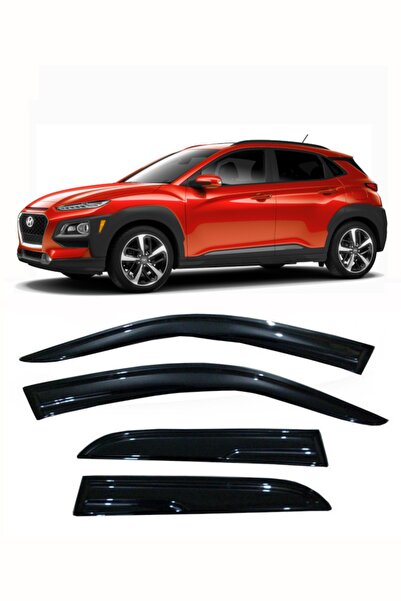 CARDANADAM Hyundai Kona Cam Rüzgarlığı 4 Kapı Için 4 Parça Parlak Siyah Kolay...