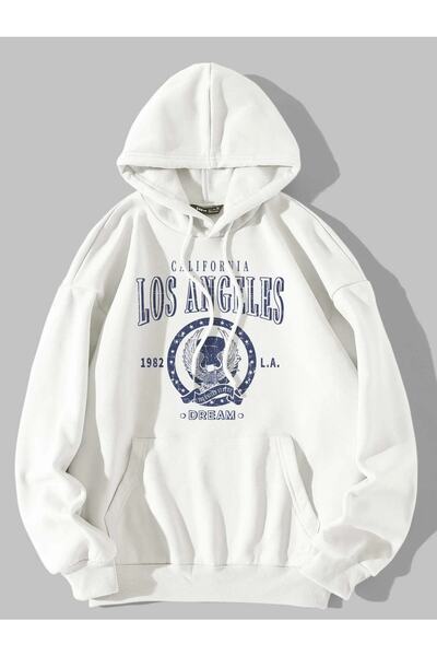 Yasolin Ženska bela majica Los Anđeles Štampano Sa kapuljačom