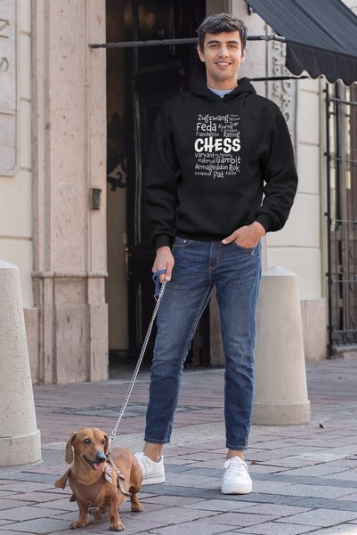 Satranç Medya Kelimeler Unisex Hoodie