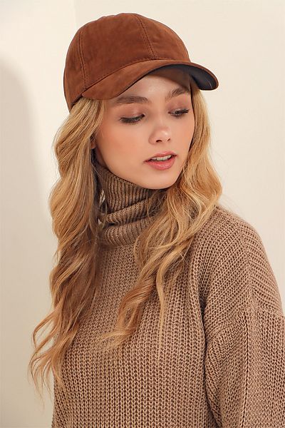 Trend Alaçatı Stili Women's Tan Suede Hat ALC-A2662