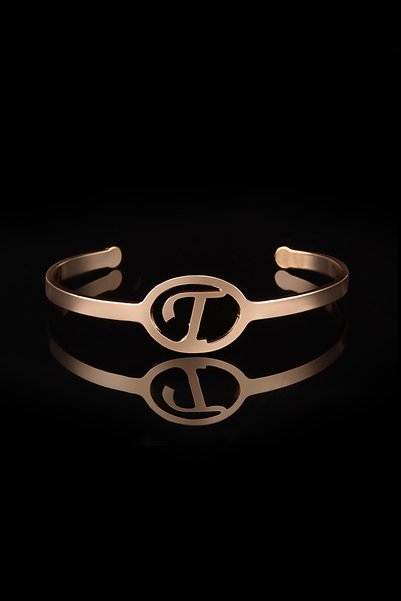 Aqua Di Polo 1987 Apja001503 Steel Rose Gold Women's T Letter Handcuff Bracelet