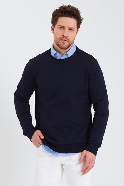 ENQUE Ανδρικό φούτερ Navy Blue - Crew Neck, Μακρύ μανίκι