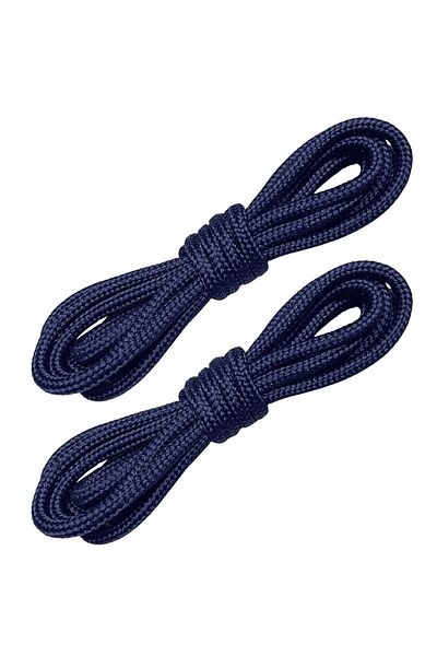 Foottab 120 cm Dark Blue Round Ribbed Durable Sturdy Shoelaces - Rope