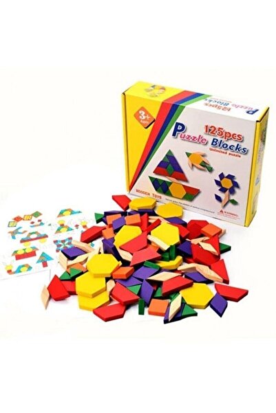 SAMTOYS Ahşap 125 Parça Renkli Tangram Zeka Geliştirici Eğitici Bok Puzzle Seti