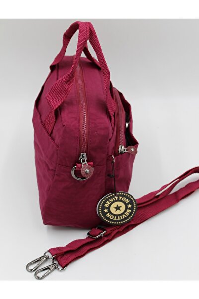Bevitton Kadın Bordo Fermuarlı Astarlı Ayarlanabilir Askılı Çok Gözlü Çanta 4200