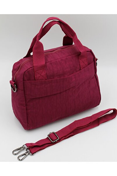 Bevitton Kadın Bordo Fermuarlı Astarlı Ayarlanabilir Askılı Çok Gözlü Çanta 4200