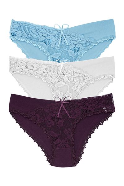 Zena Slip de damă din 3 piese din bumbac cu dantelă