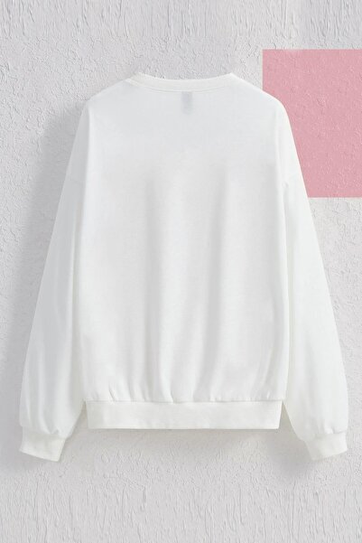 MODAGEN Unisex Ecru Combed Cotton Bee Mine Oversize Sweatshirt