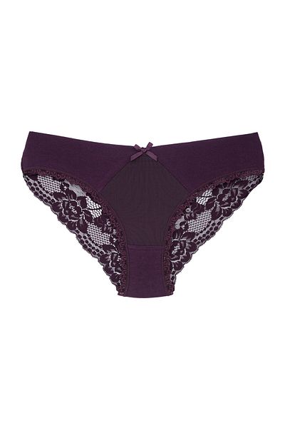 Zena Tulle din bumbac mov pe față și detaliu din dantelă pe spate Chiloți pentru femei cu slip pentru femei