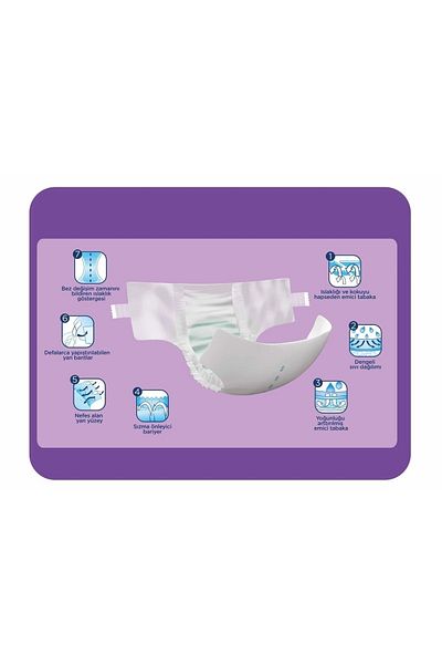 Canped Extra Small Size Children's Diapers with Waistband and Textile Surface (xs) Pack of 72
