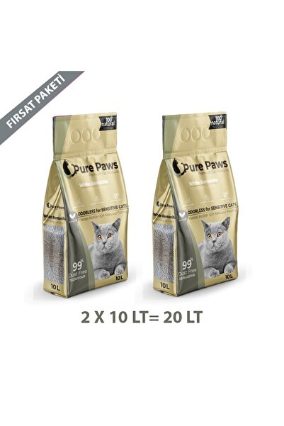 Pure Paws Ince Taneli Kokusuz Bentonit Kedi Kumu 10 Litre X 2 Adet